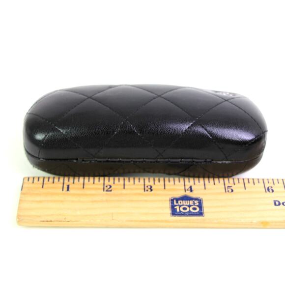 CHANEL QUILTED BLACK LEATHER HARD EYEGLASSES VELVET LINED CASE Size 6"x2 1/2" - Picture 12 of 12